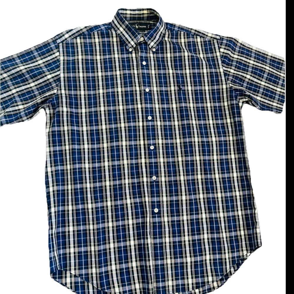 Ralph Lauren Blake Blue and White Plaid button-down Short Sleeve Medium